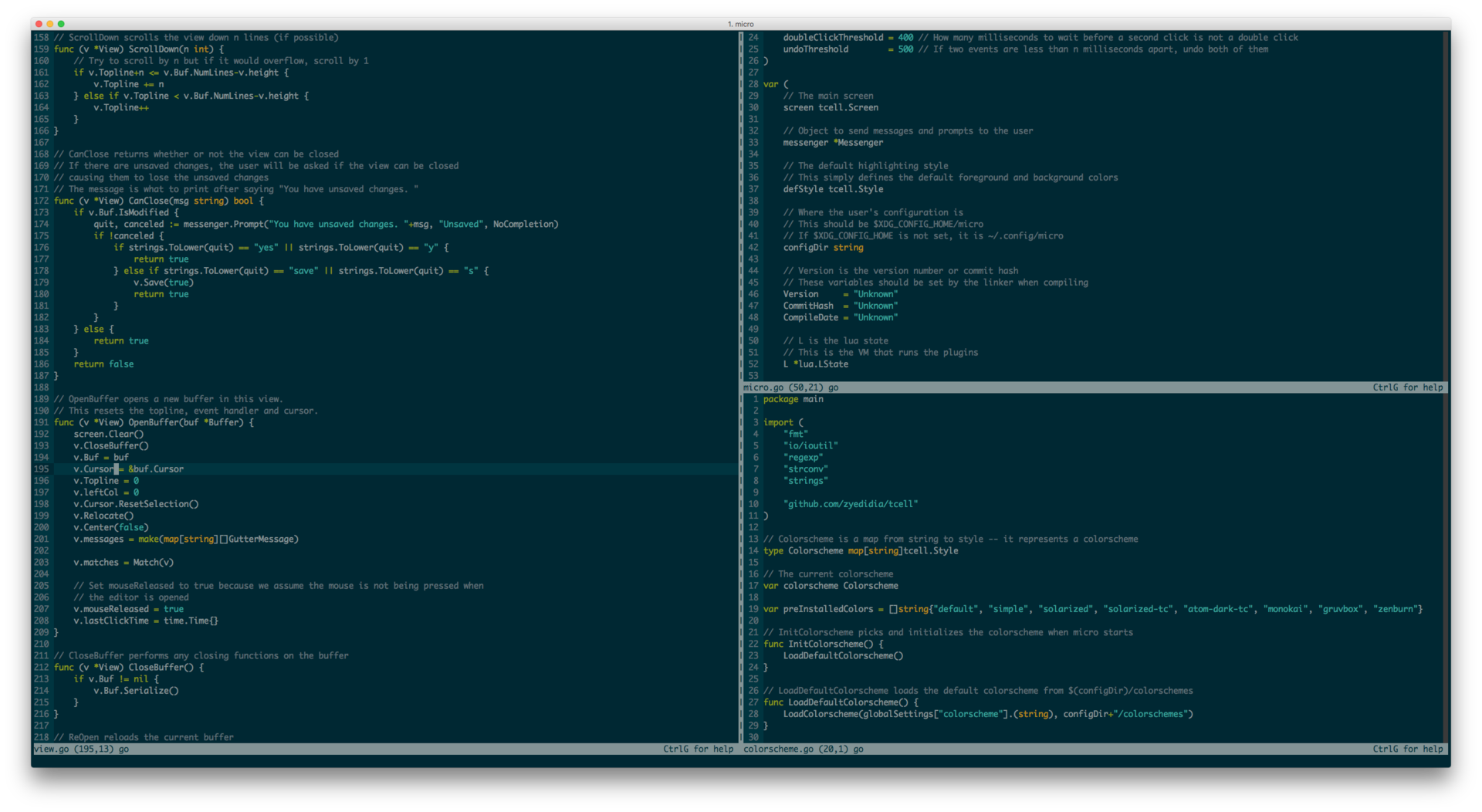 Micro: a modern and intuitive terminal-based text editor